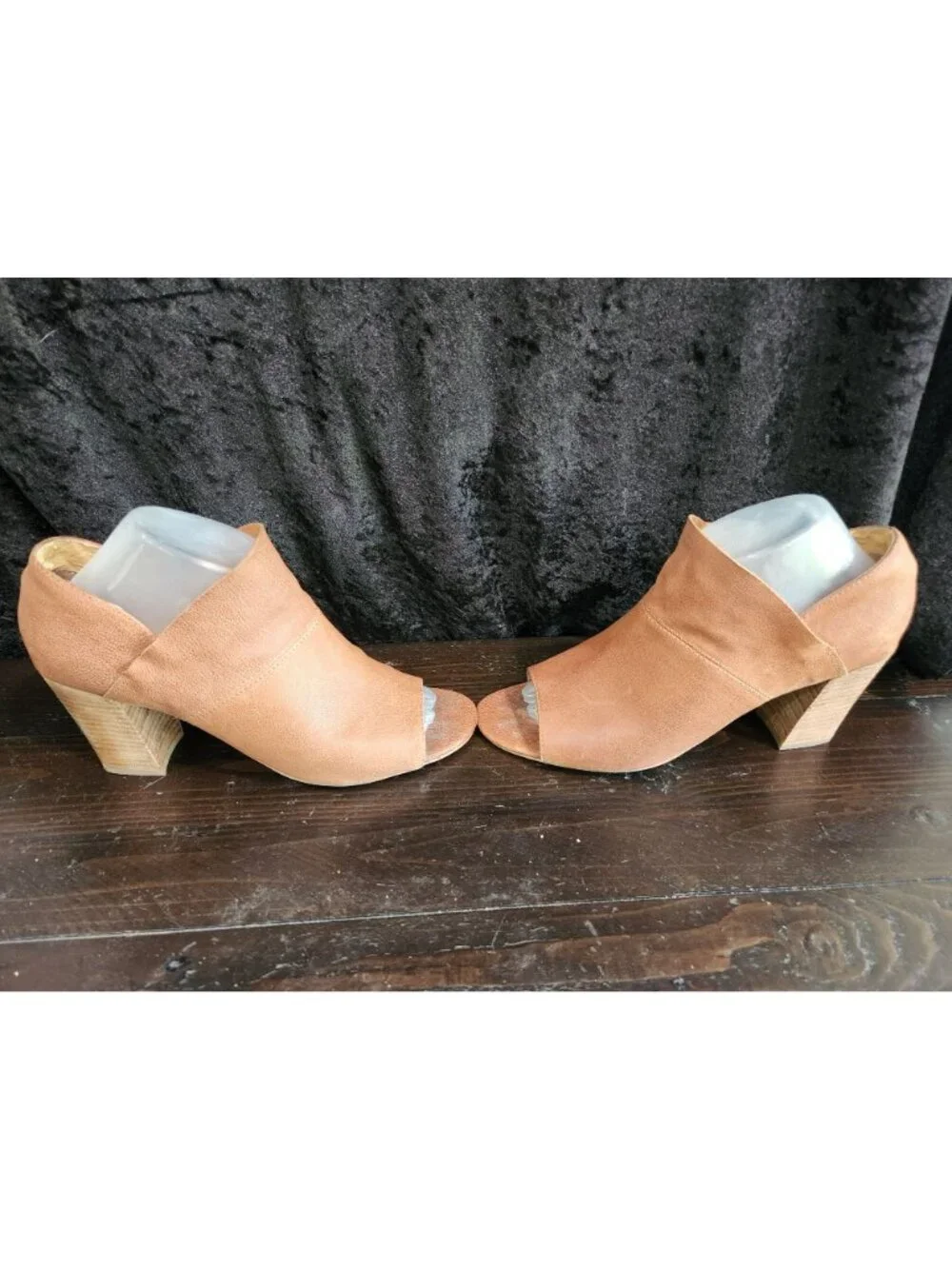 Adam Tucker McKenna Brown Leather Peep-toe Block Heel Sandal/Sz. 9.5 - Picture 4 of 7